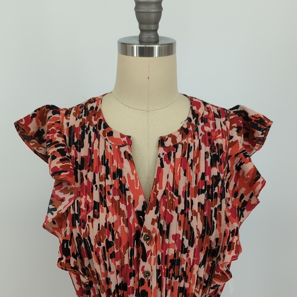 11409 THML Camo Midi Dress Red size XS bohemian summer spring resortwear preppy - Picture 3 of 11